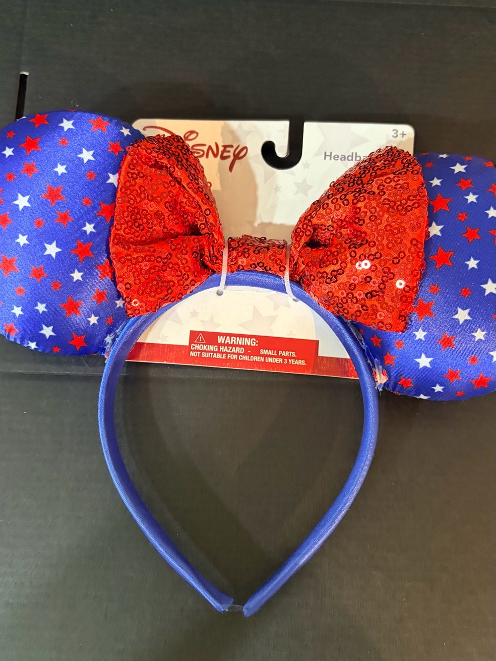 Disney Red Sequin Bow & Blue Star Ear Headband